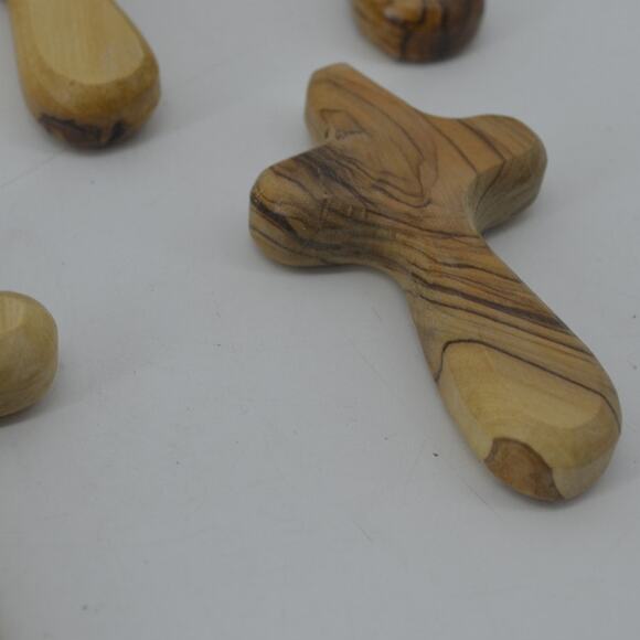 (13) Comfort Cross Natural Olive Wood Hand Carved Bethlehem - Picture 7 of 14